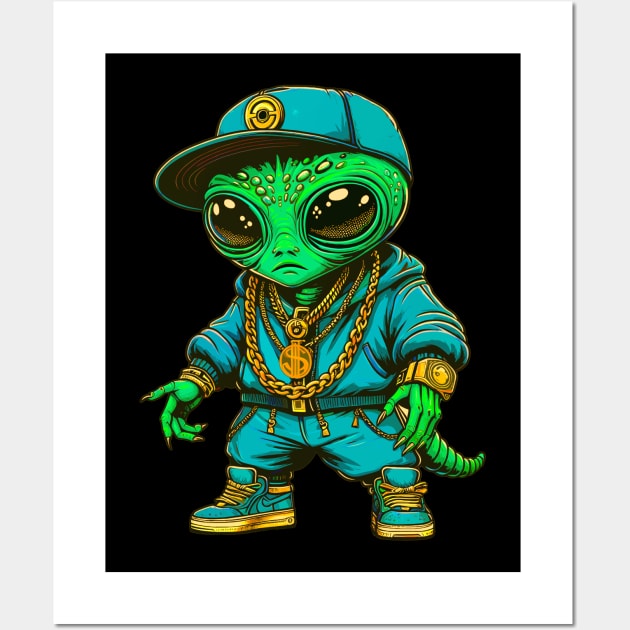 Alien Hip Hop Thug Life Style Wall Art by Mr.PopArts
